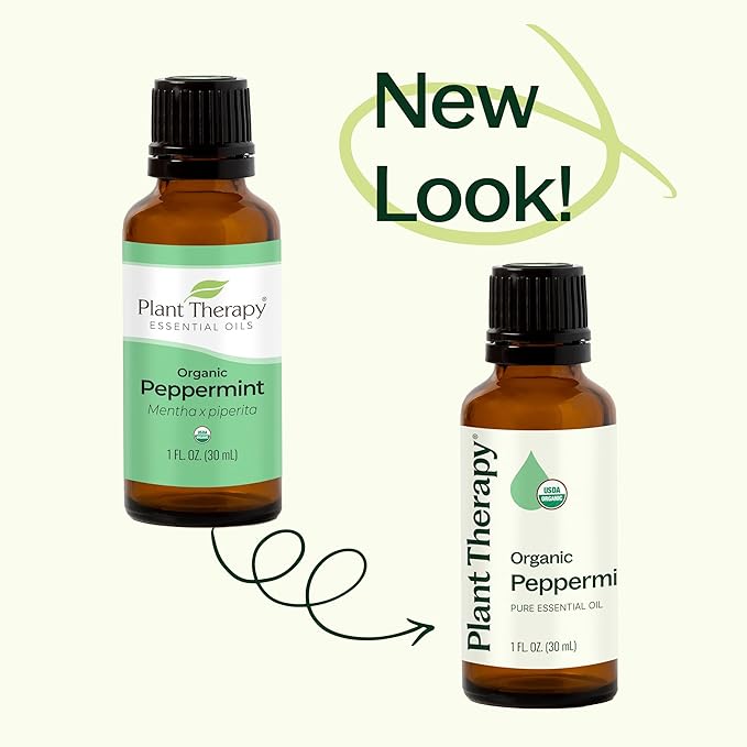 Plant Therapy Organic Peppermint Essential Oil 100% Pure, USDA Certified Organic, Undiluted, Natural Aromatherapy, for Diffuser, Skin, Hair, Therapeutic Grade 10 mL (1/3 oz)