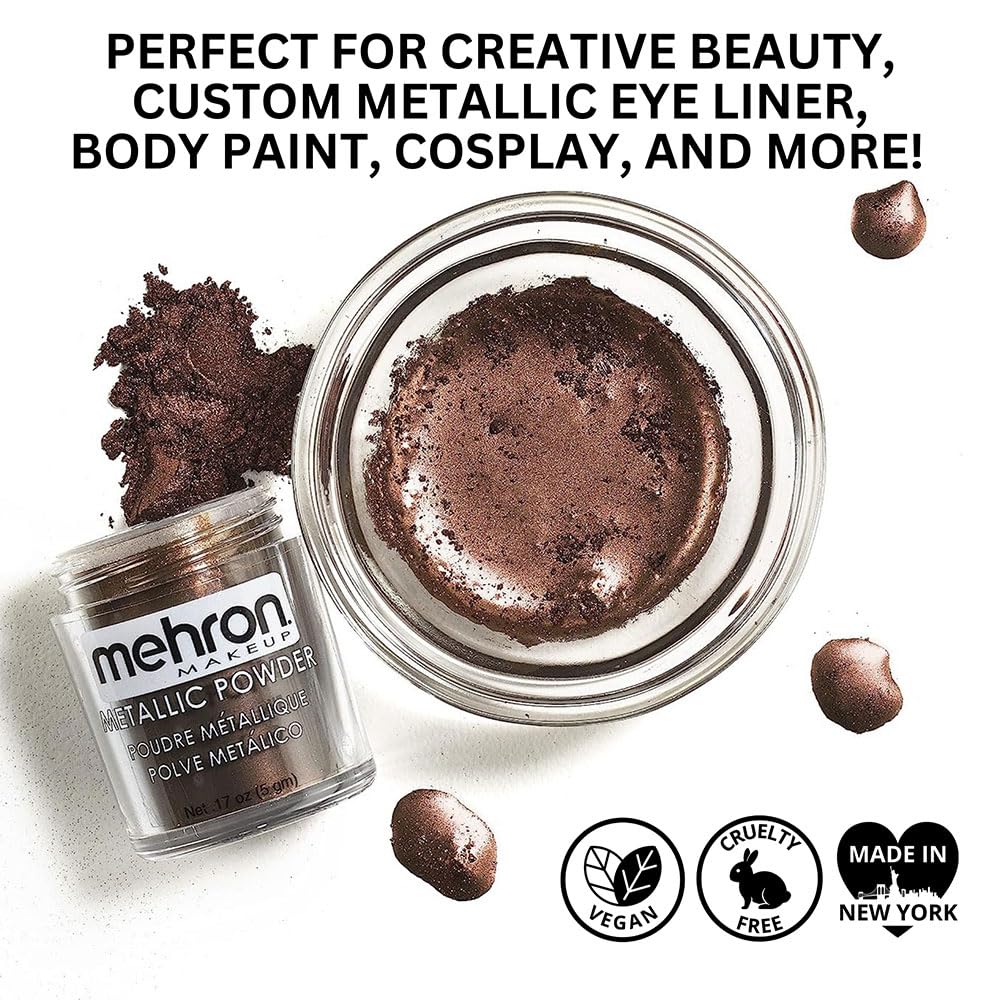 Mehron Makeup Metallic Powder (.17 oz) with Mixing Liquid (1 oz) (BRONZE)