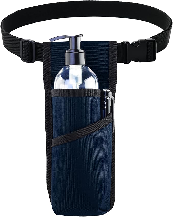 Professional Massage Therapist Holster with Adjustable Belt, Massage Bottle Bag, Massage Lotion Holster,Dark Blue(XJ-1KD)