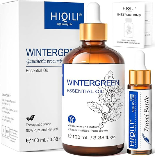 HIQILI Wintergreen Essential Oil,100% Pure Natural,for Diffuser-Inhalation Therapy - 3.38 Fl Oz