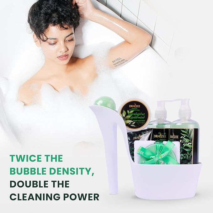 Draizee Mothers Day Gifts for Mom-Spa Gift Baskets for Women-8 Pcs Luxury Eucalyptus Spearmint Scented Heel Shoe Design Bath and Body Spa Set-Self Care Package for Women, Present for Mom-Body Care Set