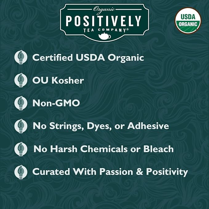 Organic Positively Tea Company, Peppermint Leaf Herbal Tea Bags, 100 Count, Eco-Friendly Tea Bags, Non-GMO