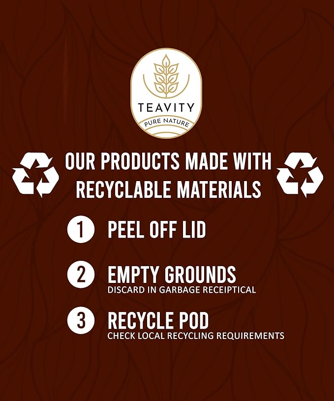 Organic Tulsi Tea Pods with Unsweetened Caffeinated Green Tea Pods for Keurig - Tulsi Green Tea by Teavity (36 Tea Pods)