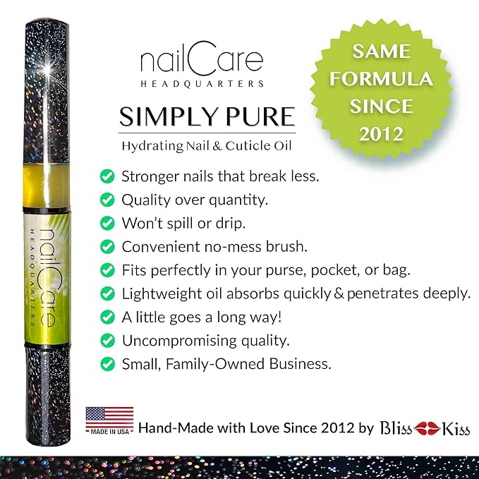 Cuticle Oil Pen for Nails - Nail Strengthener & Growth Oil and Serum for Damaged Nails, Hangnails w/Jojoba cuticle oil—Coconut Lime Verbena Fragrance - Holographic Glitter Pens 4-Pack