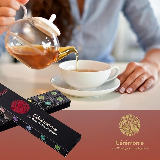 Ceremonie Tea Herbal Variety Pack - Kosher Set - Assorted Sampler With 12 Individually Wrapped Silky Mesh Herbal Bags - Single Serve Pouches