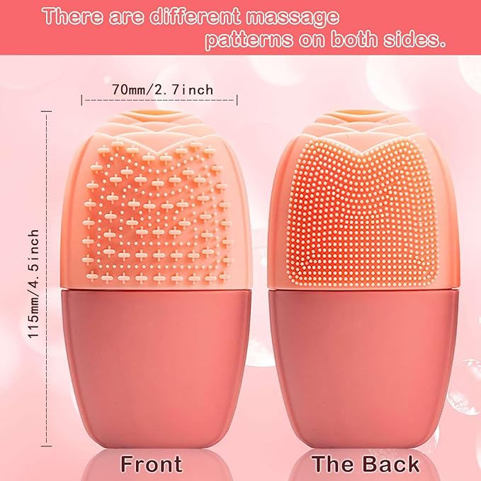 XHJRI Ice Face Roller Massager,Ice Cube Roller for Face, Eyes and Neck Naturally Conditioning and Skin Care,De-Puff Eye Bags,Reduce Migraine Pain,Reusable Massage Silicone Ice Mold (New Pink)