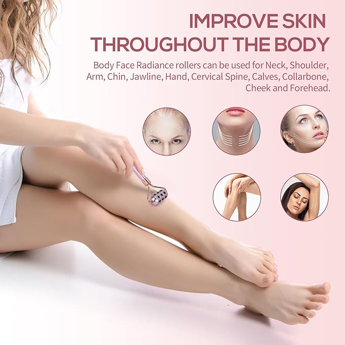 Germanium Roller Uplifting Face Massager Beauty Roller for Skin Tightening & De-Puffing, Face, Eye, Chin, Neck Massager, Anti-Aging Wrinkles Reduces