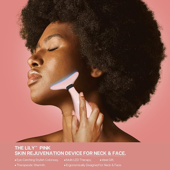 Lily Neck Face Massager, Skin Rejuvenation Beauty Massager, 3-in-1 at-Home Facial Spa Tool, Lifting, Toning and Tightening for a Radiant Appearance (Blush Pink)