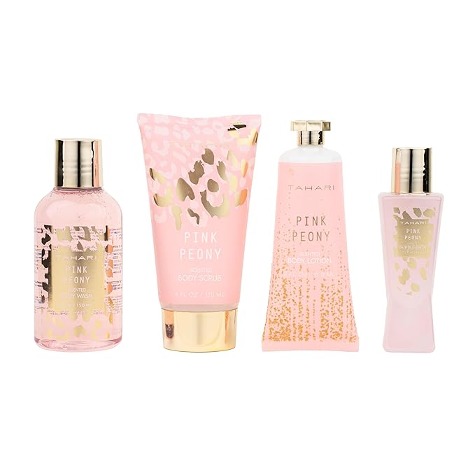 Tahari Vanilla Jasmine Spa Gift Set for Women – Luxurious Bath Kit with Body Lotion, Body Lotion, Body Wash & Bubble Bath – Perfect Selfcare Gifts for Women (Glitz)
