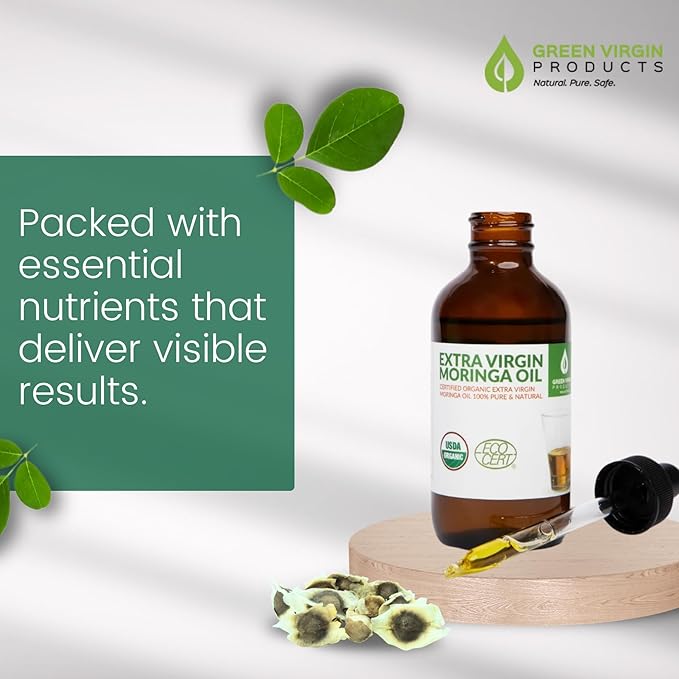 Organic Moringa Oil, Cold Pressed, Extra Virgin, 100% Pure, Food Grade