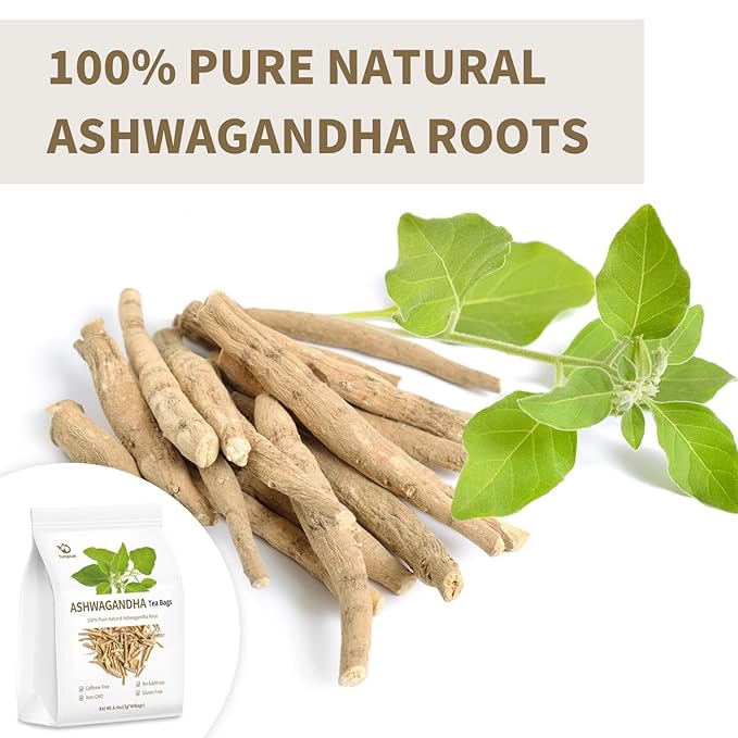 Ashwagandha Root Tea Bags - 60 bags Pure & Natural Ashwagandha Root Herbal Tea, Caffeine Free, No Additives