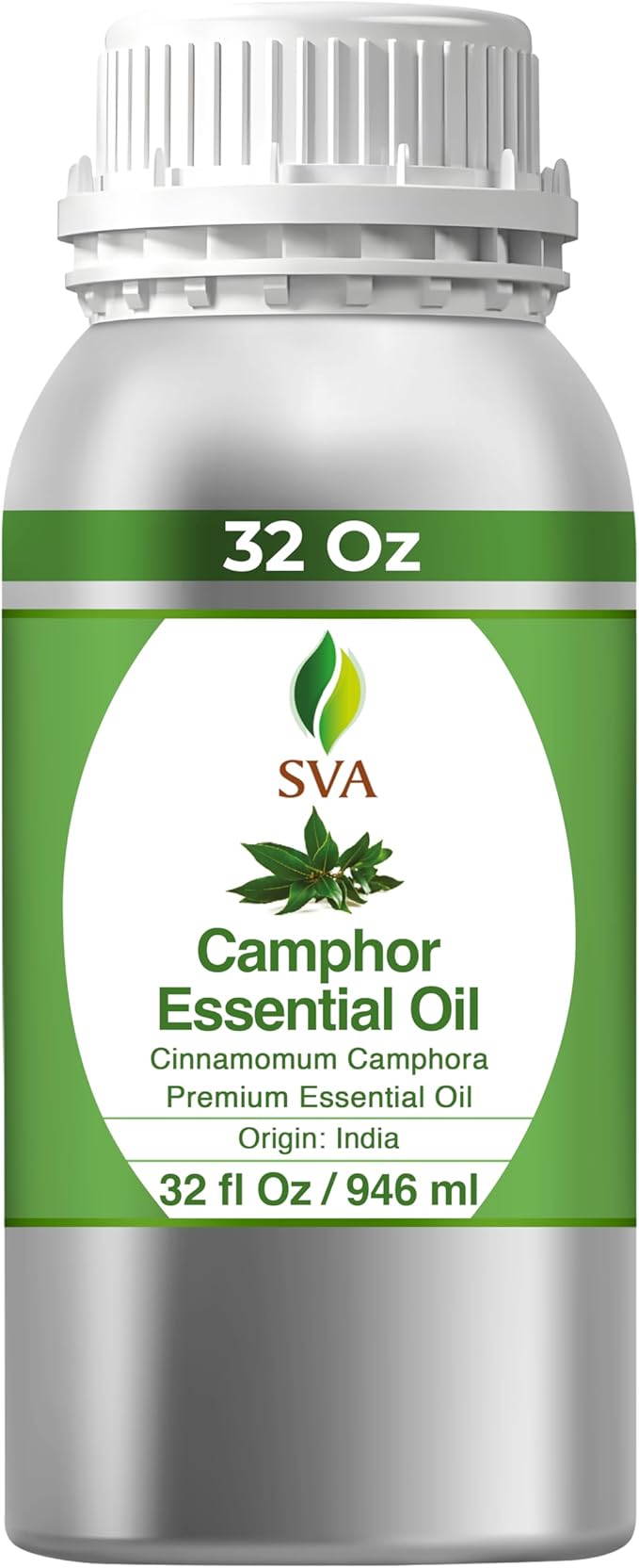 SVA Camphor Essential Oil – 32 Fl Oz – 100% Natural Camphor Oil - for Diffuser, Hair Care, Face, Skin Care, Aromatherapy, Scalp and Body Massage, Soap and Candle Making