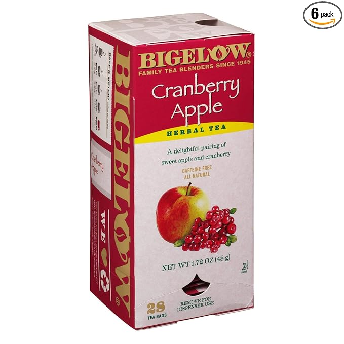 Bigelow Tea Bags, Cranberry Apple Herbal, 28-Count Boxes (Pack of 6)