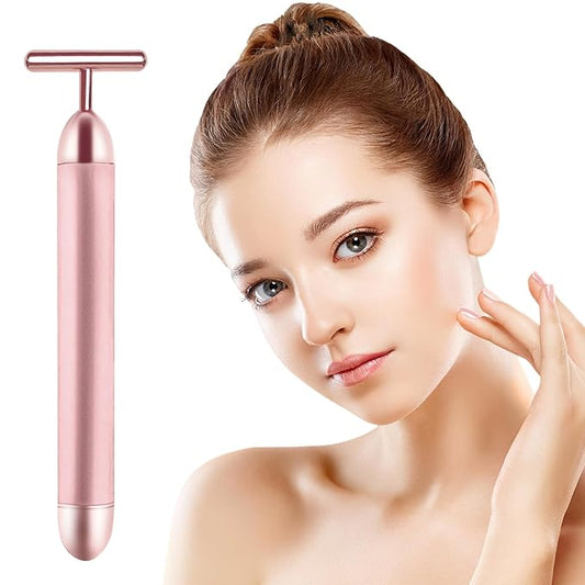 Face Massage Tool Electri Facial Lifting Toning Sculpting Device T Shape Beauty Bar Mini Microcurrent Vibration Massager Wand Face Neck Skin Care Reduce Puffiness Improve Wrinkles Anti Aging Device