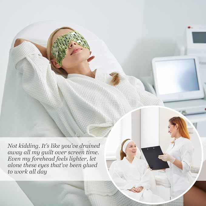 Rose Quartz Eye Mask with Adjustable Strap&Jade Eye Mask Real Jade for Hot & Cold Therapy,Green Stone Facial Eyes Sleeping Mask Relief Eye Cover