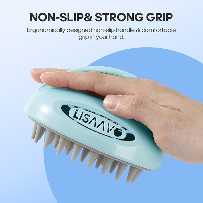 Hair Massager Scalp 3 in1 Scalp Scrubber Silicone Scalp Massager with Three Bristles-Soft, Medium and Hard Brush for Men Women and Pets,Blue