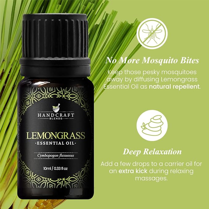 Handcraft Blends Lemongrass Essential Oil - 0.33 Fl Oz - Pack of 2-100% Pure and Natural - Premium Grade Essential Oil for Diffuser and Aromatherapy
