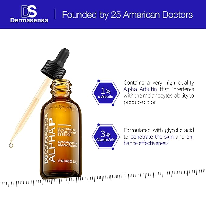 DS Dermasensa Alpha P Essence – Dark Spot Corrector with Alpha Arbutin & Glycolic Acid, Evens Skin Tone & Reduces Discoloration, 60ml / 2 fl.oz
