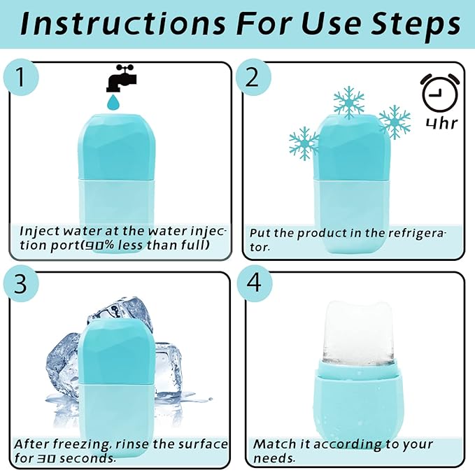 Ice Roller for Face, Facial Ice Roller for Firm Lubricate skin, Reusable Leak-proof Design & V-Shaped ice Face Mold, Ice Facial Massage Skin Care Cube Tools Gift for Women