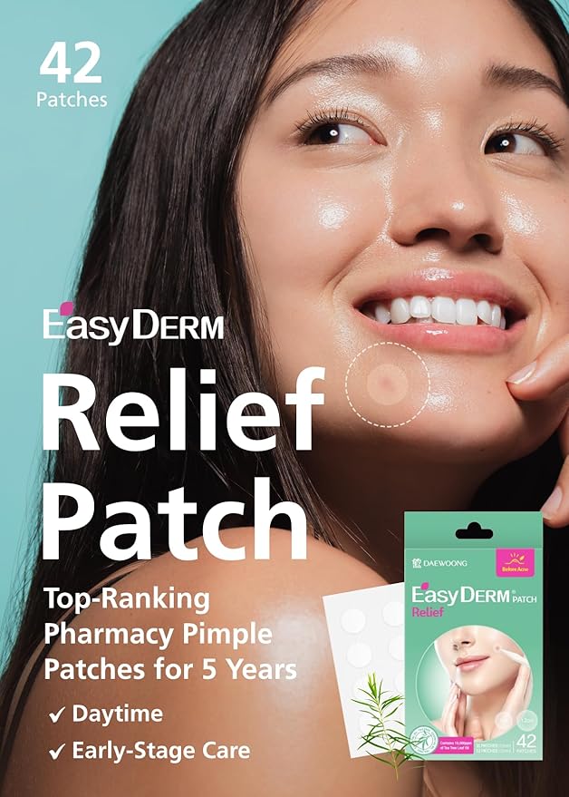 EasyDerm Relief Invisible Patch(42 counts) 10,000ppm of Tea Tree Oil and 2-in-1 Pimple Popper Tool