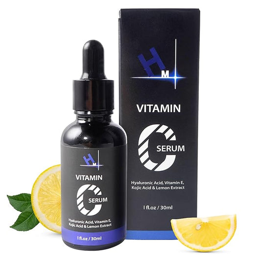 HM Vitamin C Serum with Hyaluronic Acid, Vitamin E & 1 percent Kojic Acid | Anti-Aging & Brightening | Reduces Wrinkles & Enhances Skin Radiance