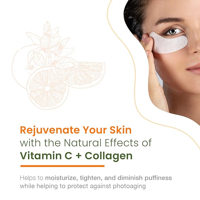 Vitamin C & Collagen Under Eye Patches - Anti-Aging, Reduces Dark Circles, Hydrating, Dermatologist Tested, Cruelty Free Korean Skin Care For All Skin Types - 5 Pairs