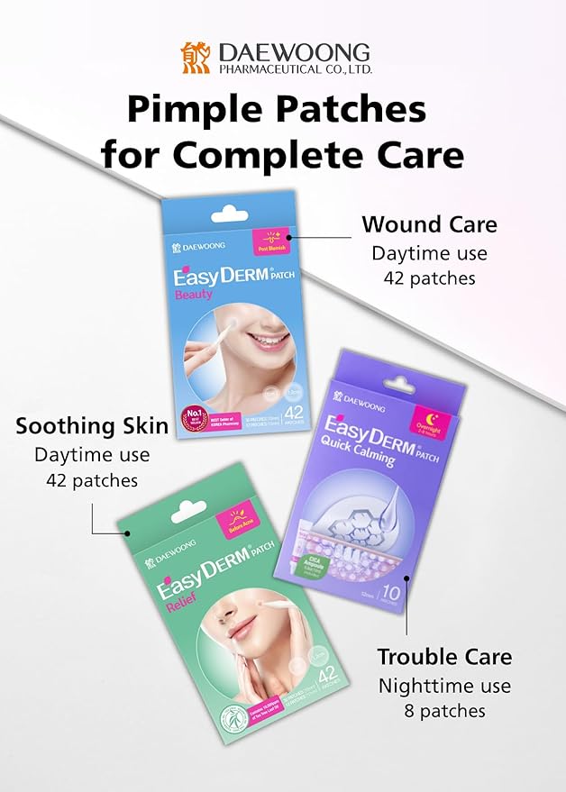 EasyDerm Relief Invisible Patch 2 Packs(84 counts) Contains 10,000 ppm of Tea Tree Oil, Pimple Patch, Ultra slim 0.1mm, Waterpoof, Korean Pimple Patches