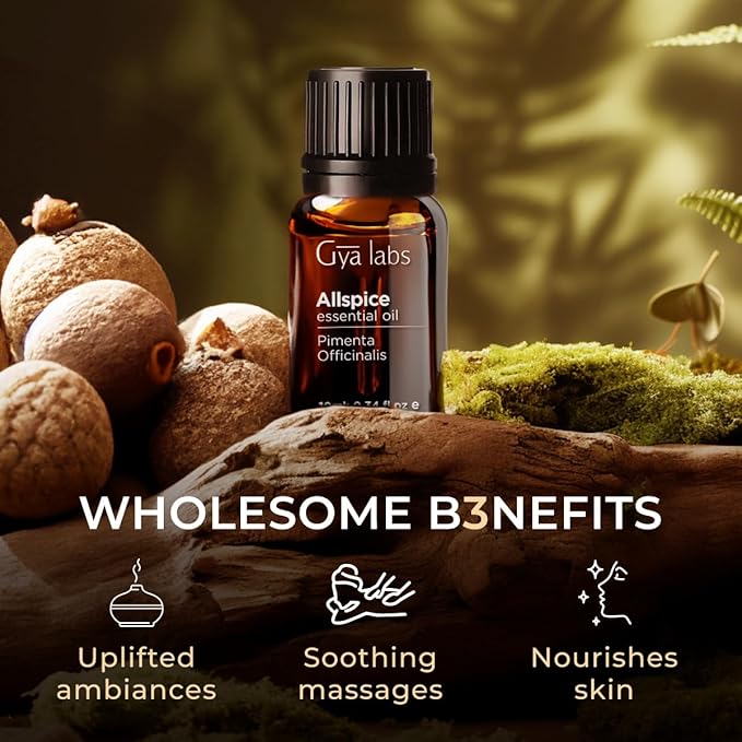 Gya Labs Allspice Essential Oil for Diffuser & Skin - 0.34 Fl Oz - 100% Pure Natural Allspice Oil for Skin, Candle Making & Homemade Items - Sweet Spicy Scents