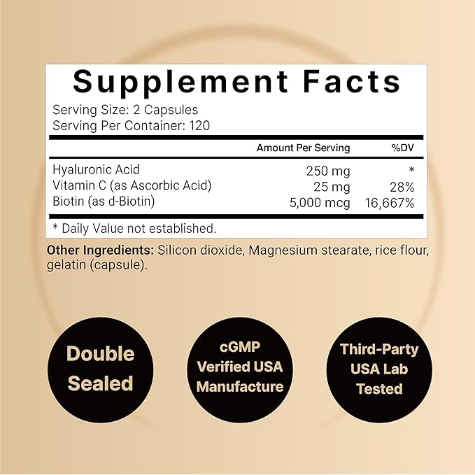 NatureBell Hyaluronic Acid Capsules with Biotin + Vitamin C & Ashwagandha 12,500 mg Equivalent with Black Pepper Bundle Pack | Complete Beauty Care Complex | Adaptogens Supplements for Relaxation
