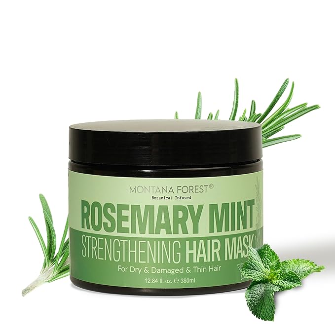 Rosemary Mint Strengthening Hair Mask - 12.84 fl oz | Botanical Infused Hair Treatment for Dry, Damaged | Natural Hair Care with Rosemary & Mint for Deep Conditioning and Vitality
