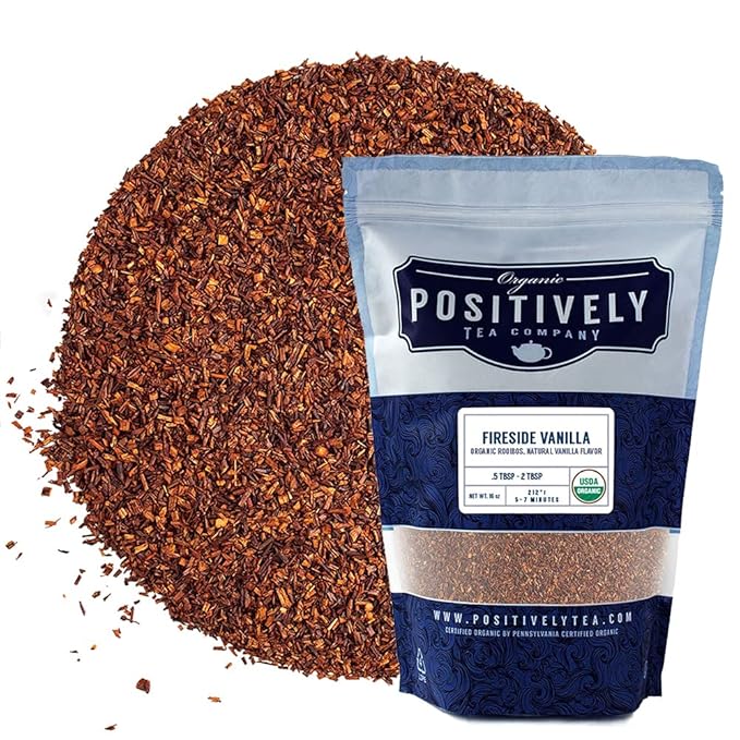 Organic Positively Tea Company, Fireside Vanilla Rooibos Tea, Loose Leaf, 16 Ounce