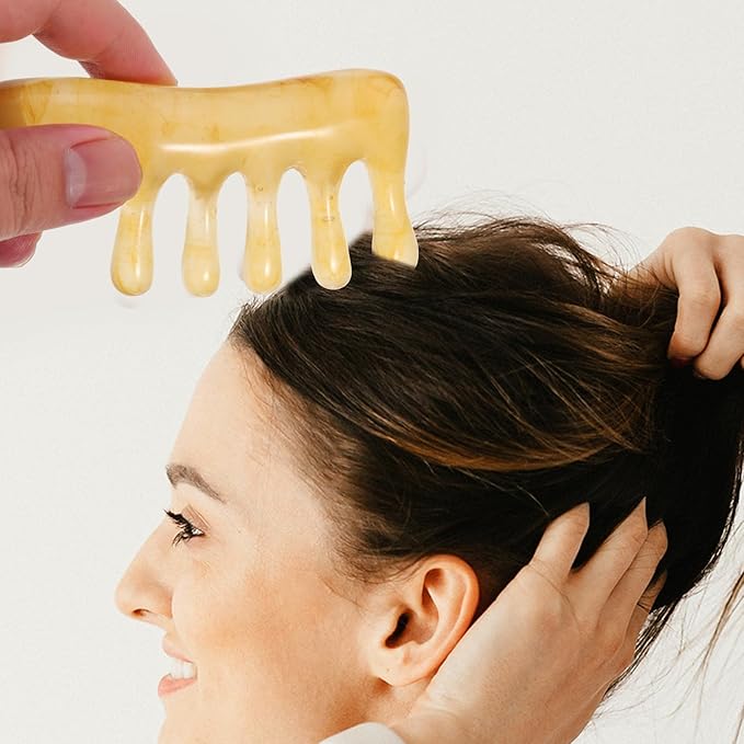 GLEAVI 4 Pcs Resin Massage Comb Jade Comb Chinese Scalp Acupunctures Scraping Facial Massage Tool Massage Tools Face Tools Head Messages Scalp Relax Beeswax Resin Scraping Stone