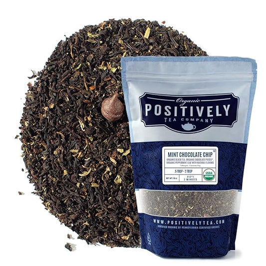Organic Positively Tea Company, Mint Chocolate Chip, Black Tea, Loose Leaf, 16 Ounce