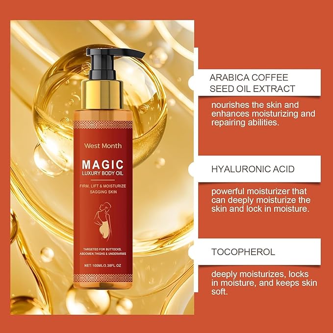Body Firming Oil – Full Body Use, Hydrating and Firming Skin Oil for Arms, Chest, and Thighs – with Vitamin E, Rosehip, and Almond Oil. (1)
