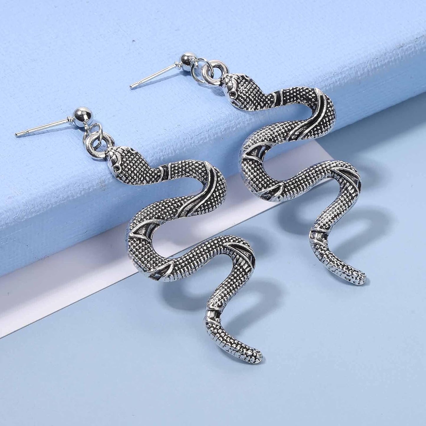 Punk Snake Earrings Silver Snake Dangle Earrings Serpent Drop Earrings Gothic Earrings Jewelry for Women and Girls