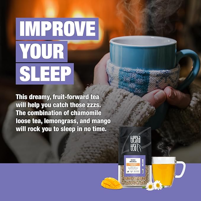 Tiesta Tea - Mango Dreamzzz Chamomile Herbal Tea | Loose Leaf | Chamomile & Lemongrass | Caffeine-Free | Relaxing Blend | Brew Hot or Iced | Brews Up to 200 Cups | 12 Ounce Resealable Bulk Pouch