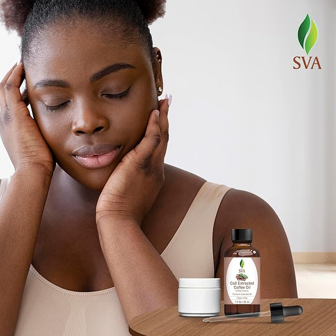 SVA Coffee Essential Oil – 1 Fl Oz – 100% Natural Coffee Oil - for Diffuser, Hair Care, Face, Skin Care, Aromatherapy, Scalp and Body Massage, Soap and Candle Making - with Dropper