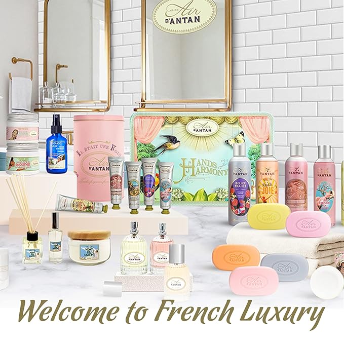 Un Air d'Antan Hand Cream for Dry Cracked Hands 10.5oz - Hand Lotion Pump, Non Greasy Moisturizer with Essential Oils, Cruelty Free Formula - Rose Peach Patchouli