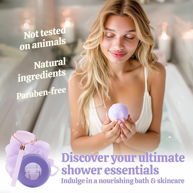 Gift Set for Women,Lavender Relaxing Bath and Body Gift Baskets Self Care Gift Ideas Birthday Gifts, Valentine's Day, Mothers Day, Christmas Gifts