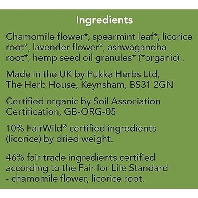 Pukka Organic Tea Bags, Peace Herbal Tea with Spearmint, Ashwagandha, and Hemp Seed Oil, Perfect for Balanced Tranquility, Caffeine Free, 20 Count (Pack of 4), 80 Bags