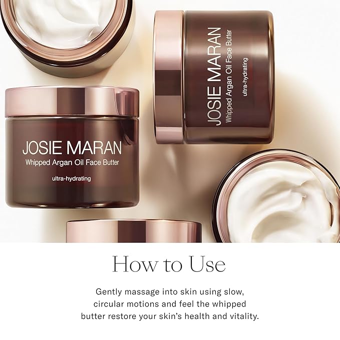 Josie Maran Whipped N' Ready to Glow Body Care Set - Includes Argan Intensive Creamy Oil, Face Cream & Body Butter - Nourishes, Hydrates & Firms Skin - Radiance-Boosting Gift Set (3 Count)