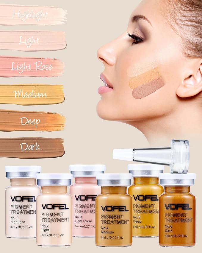 BB Glow Starter Kit BB Glow Pigment for Microneedling Serum Foundation Skin Treatment Kit 0.27oz 12 Vials