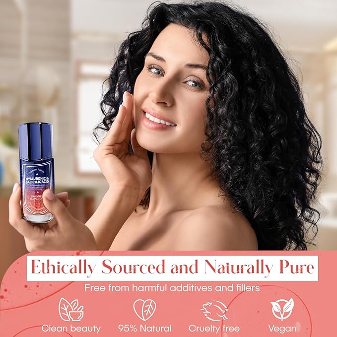 Hyaluronic Acid Facial Serum - Anti-Aging, Deep Hydration, Smooths & Cleanses - Salicylic Acid for Pore Cleansing - Dermatologist Tested, Korean Skin Care - 1.69 FL.OZ.