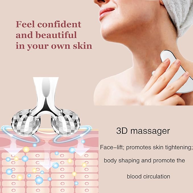 Face Massager, Metal Zinc Alloy Face Roller Massage Tool Stainless Steel Large Heart Gua Sha Scraping Board Facial Skin Tools Set for Women Face Neck Eye Body Skin Care