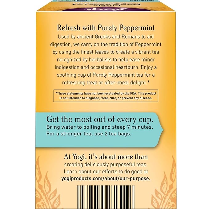 Yogi Tea - Purely Peppermint Tea (2 Pack) - Supports Healthy Digestion - Caffeine Free - 32 Organic Herbal Tea Bags