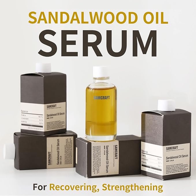 Sandalwood Oil Serum - Nourishing Face Moisturizer, Toner with Jojoba Oil, Hyaluronic Acid, Hypoallergenic, No Water Formula, Cruelty-Free, Chemical-Free, Sustainable Skin Care (1.7 Fl oz)