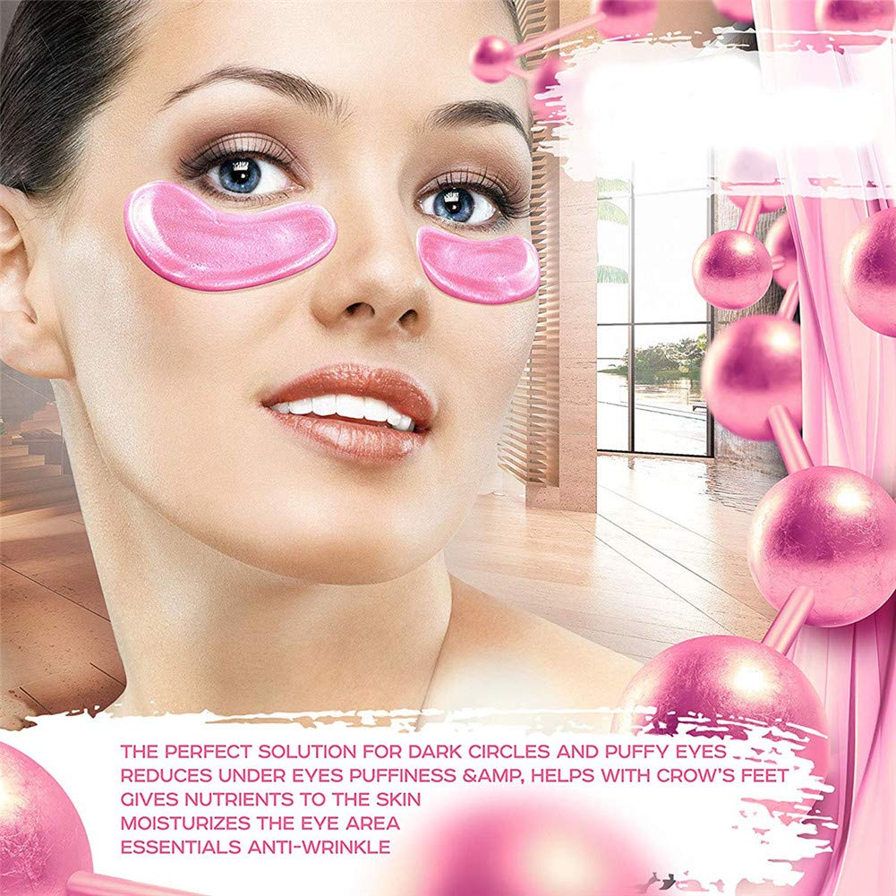 Adofect 30 Pairs Pink Eye Mask Collagen Eye Gel Pads Under Eye Patches Mask for Puffiness and Dark Circle Under Eye Patches for Women and Men