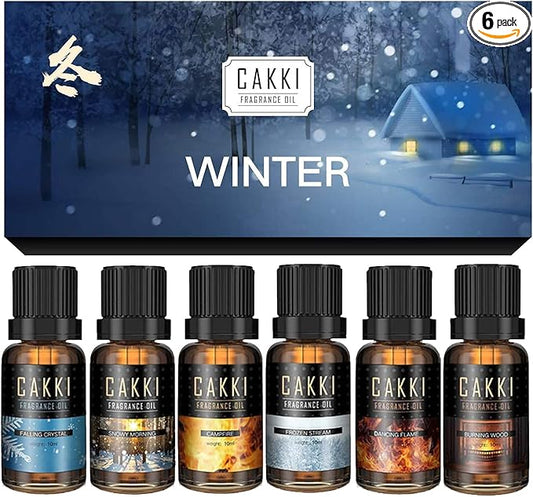 Winter Essential Oils Set - 6 Scents for Diffusers, Candles, Soaps, Gifts