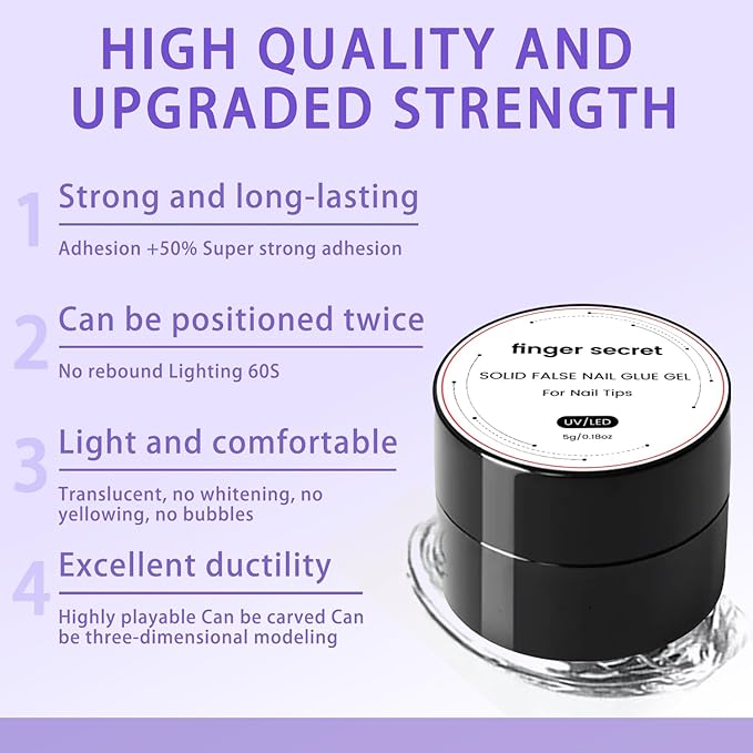 Gel Nail Glue for Press Ons 2 FL.OZ Spray Nail Glue Remover for Glue on Nails Solid Gel Glue Nail,with Cuticle Pusher and UV Mini Nail Lamp for Flase Nail Tips Press on Nail