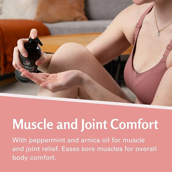 M3 Naturals Arnica Sore Muscle Massage Oil with Collagen, Stem Cells, and Menthol, Anti-Cellulite Therapy for Full Body, Fast-Absorbing Multipurpose Treatment